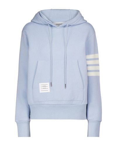 Thom Browne Cashmere And Cotton-blend Hoodie - Blue