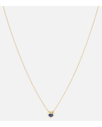 Octavia Elizabeth 18kt Gold Necklace With Blue Sapphire - White