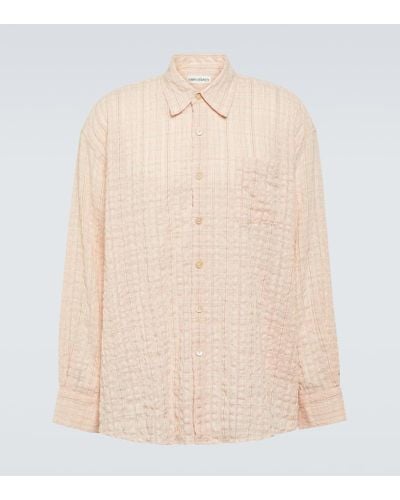 Our Legacy Borrowed Checked Cotton-blend Seersucker Shirt - Natural