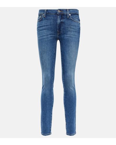7 For All Mankind Pyper Mid-rise Skinny Jeans - Blue