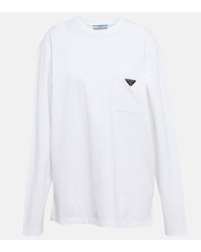 Prada T-shirt en coton a logo - Blanc