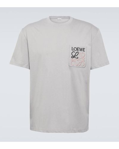 Loewe Camiseta de algodon con logo bordado - Blanco