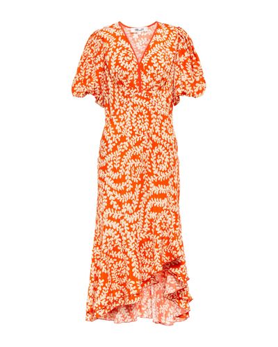 Diane von Furstenberg Robe midi Madrid imprimee en crepe - Orange