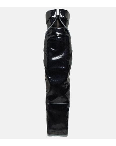 Rick Owens Strapless Sequined Gown - Black
