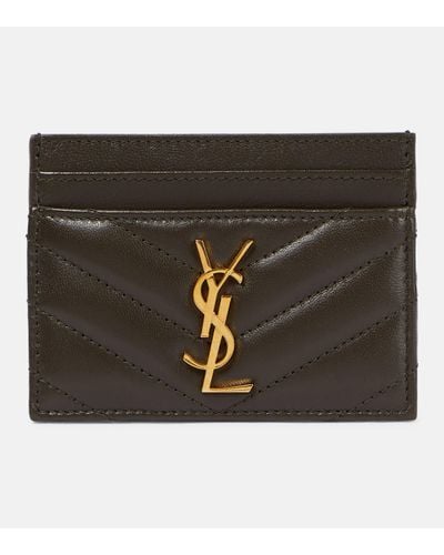 Saint Laurent Cassandre Matelasse Leather Card Holder - Black