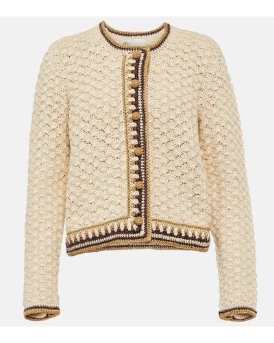 Tory Burch Cotton-blend Cardigan - Natural