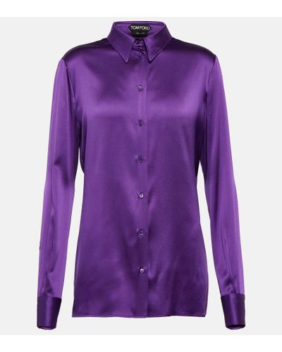 Tom Ford Camicia in raso di misto seta - Viola