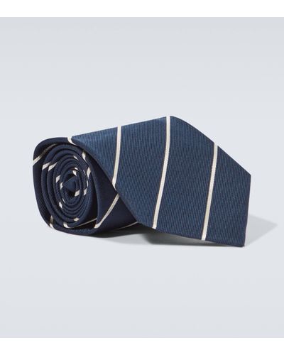Ralph Lauren Purple Label Cravate rayee en soie - Bleu