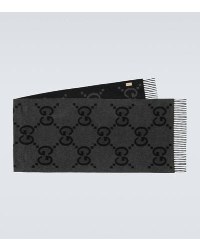 Gucci Cashmere GG Jacquard Scarf - Black