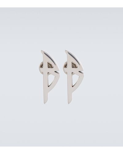 Balenciaga Boucles d'oreilles Typo a logo - Blanc