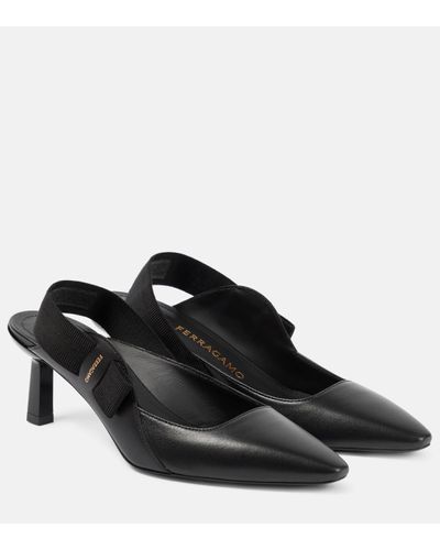 Ferragamo Vania Leather Slingback Court Shoes - Black