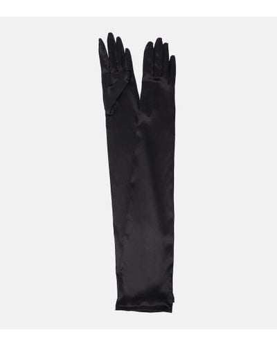 Dolce & Gabbana Kim Long Satin Gloves - Black