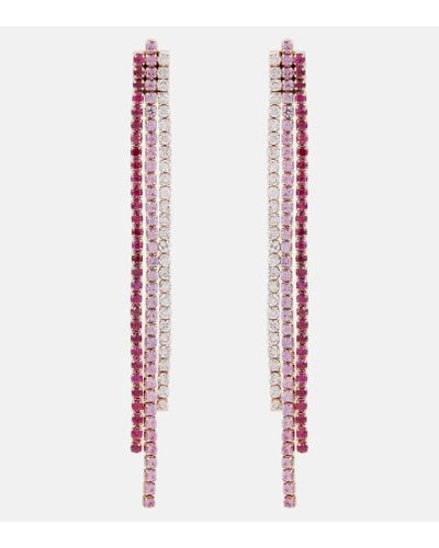 SHAY Triple Thread 18kt Rose Gold Drop Earrings With Rubies, Pink Sapphires, And Diamonds