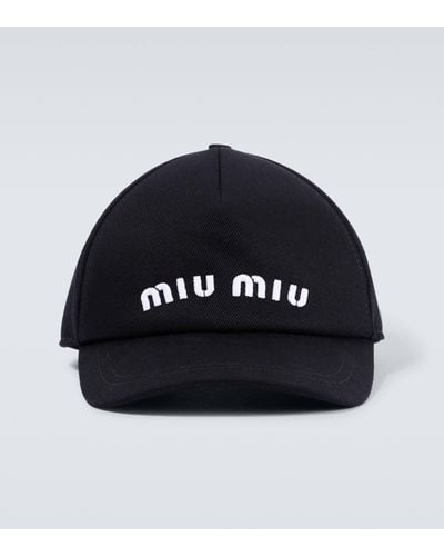 Miu Miu Casquette en coton a logo - Noir