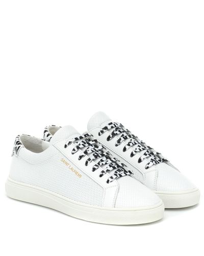 Saint Laurent Andy Perforated Leather Sneakers - White
