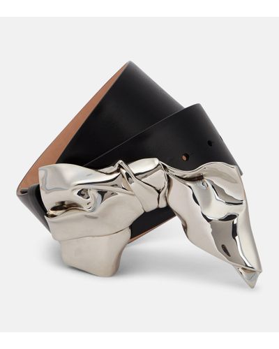 Alexander McQueen Ceinture En Cuir À Ornement The Metal Fold - Noir