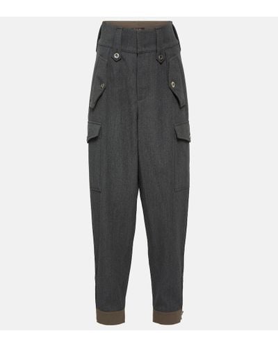 Loro Piana Daian High-rise Wool Cargo Pants - Gray