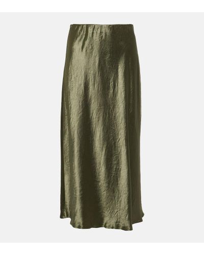 Max Mara Alessio Satin Midi Skirt - Green