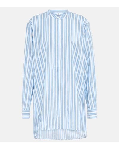 Totême Striped Cotton And Silk Shirt - Blue