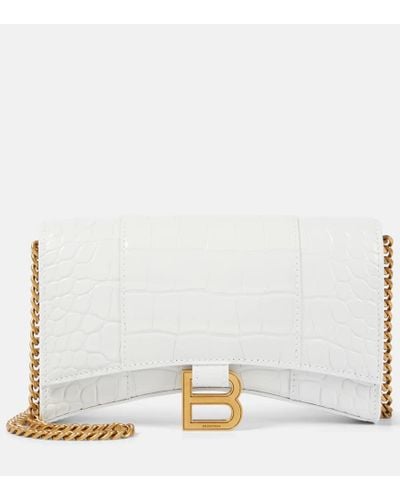 Balenciaga Clutch portafoglio Hourglass in pelle stampata - Bianco