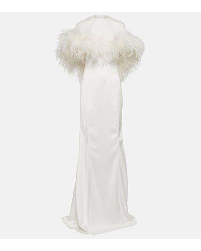 The Attico Robe longue a plumes - Blanc