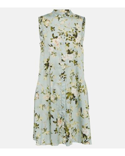Erdem Soleil Belted Floral-print Cotton Midi Dress - Green