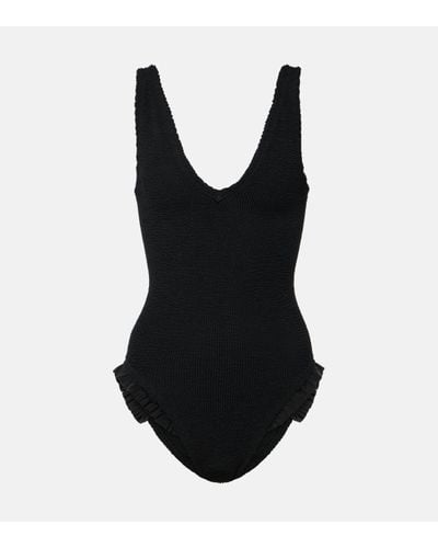 Hunza G Lisa Ruffled Swimsuit - Black