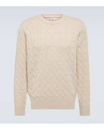 Brunello Cucinelli Cable-knit Cashmere Jumper - White