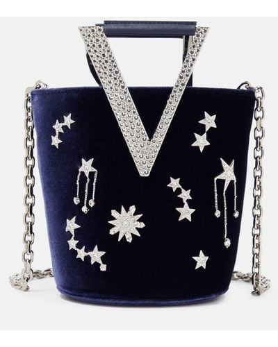 Roger Vivier Sac seau RV Strass Constellation Mini en velours - Bleu