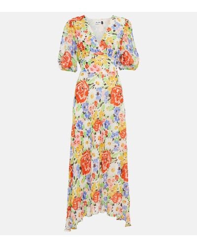 RIXO London Vestido midi Corrine floral - Blanco