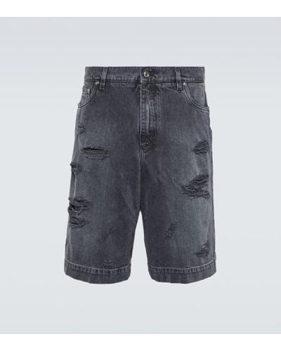 Dolce & Gabbana Shorts di jeans distressed - Grigio