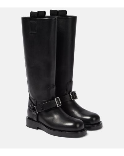 Burberry Saddle Leather Knee-high Boots - Black