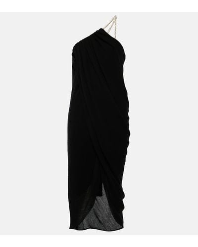 Chloé One-shoulder Virgin Wool Midi Dress - Black