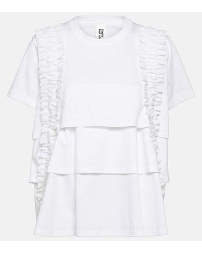 Noir Kei Ninomiya T-shirt in cotone con volant - Bianco