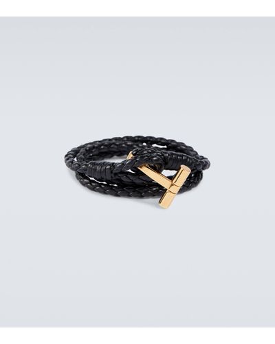 Tom Ford Braided Leather Bracelet - Black