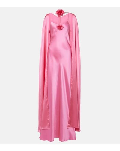Rodarte Caped Silk Gown - Pink