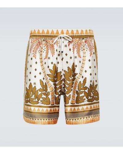 Amiri Bedruckte Shorts aus Seide - Natur