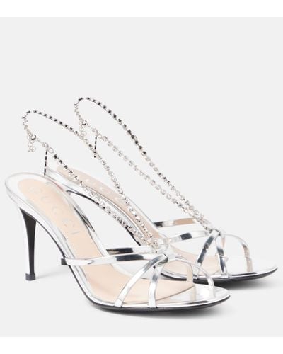 Gucci Heloise Patent Leather Platform Sandals - White