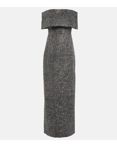 Emilia Wickstead Emmanuella Metallic Tweed Gown - Gray