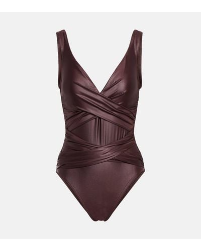 Karla Colletto Basics Ruched Swimsuit - Purple