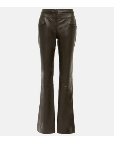 Altuzarra Serge Leather Bootcut Pants - Gray