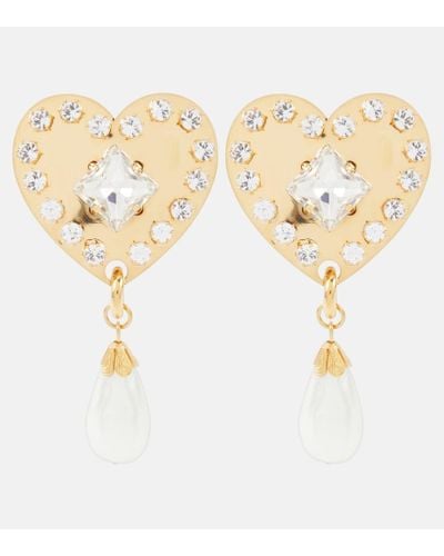 Alessandra Rich Pendientes de clip con cristales y perlas sinteticas - Metálico
