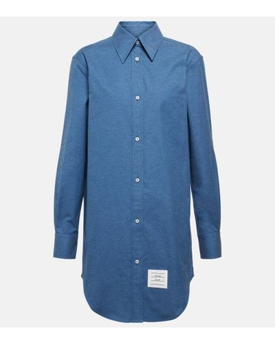 Thom Browne Cotton Shirt Dress - Blue
