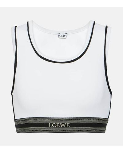 Loewe Logo Cropped Tank Top, , 100% Cotton - White