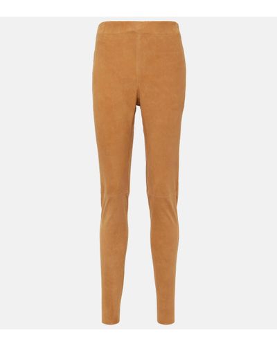 JOSEPH Mid-rise Suede leggings - Natural