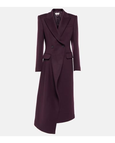 Alexander McQueen Asymmetric Wool Felt Coat - Purple