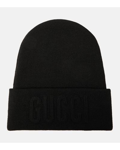 Gucci Bonnet en laine a logo - Noir