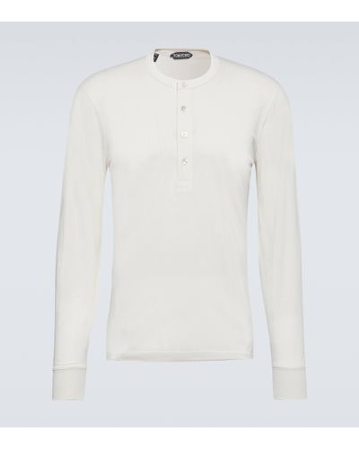 Tom Ford Cotton-blend Jersey Henley Shirt - White