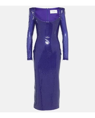 Alex Perry Sequined Midi Dress - Purple