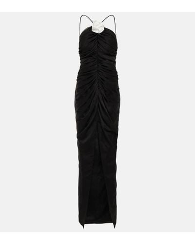Rasario Floral-applique Chiffon Gown - Black